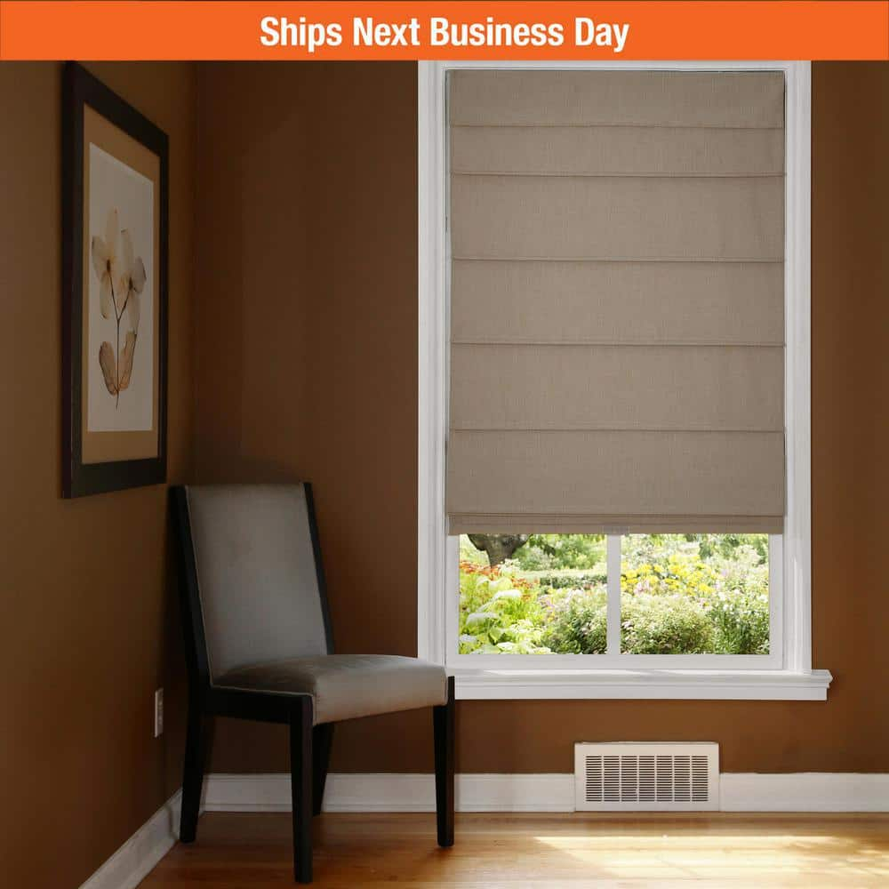 Home Basics  Cordless Blackout Fabric Roman Shades 23 inches - Linen