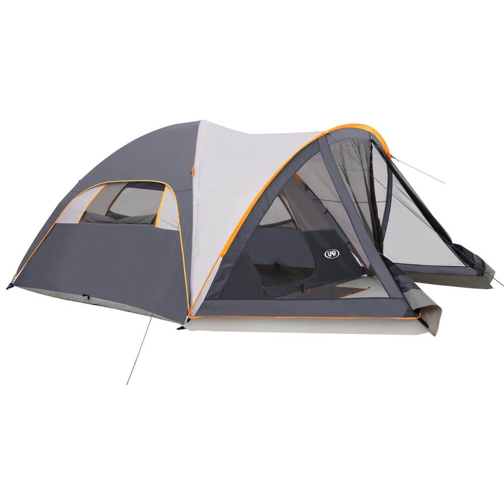 UNP Camping Tent with Screen Room, Portable 6 Person Camping Tent with Screen Porch, Family Dome Tent for Camping Outdoor - 14'x11'x72''(H)