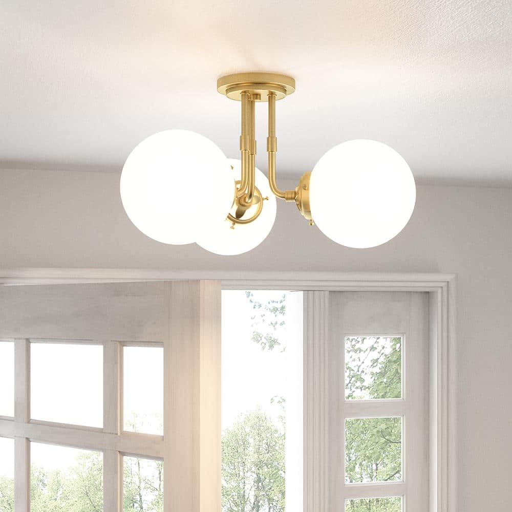 Quoizel Lighting Landry 3 - Light Semi-Flush Mount in  Satin Brass