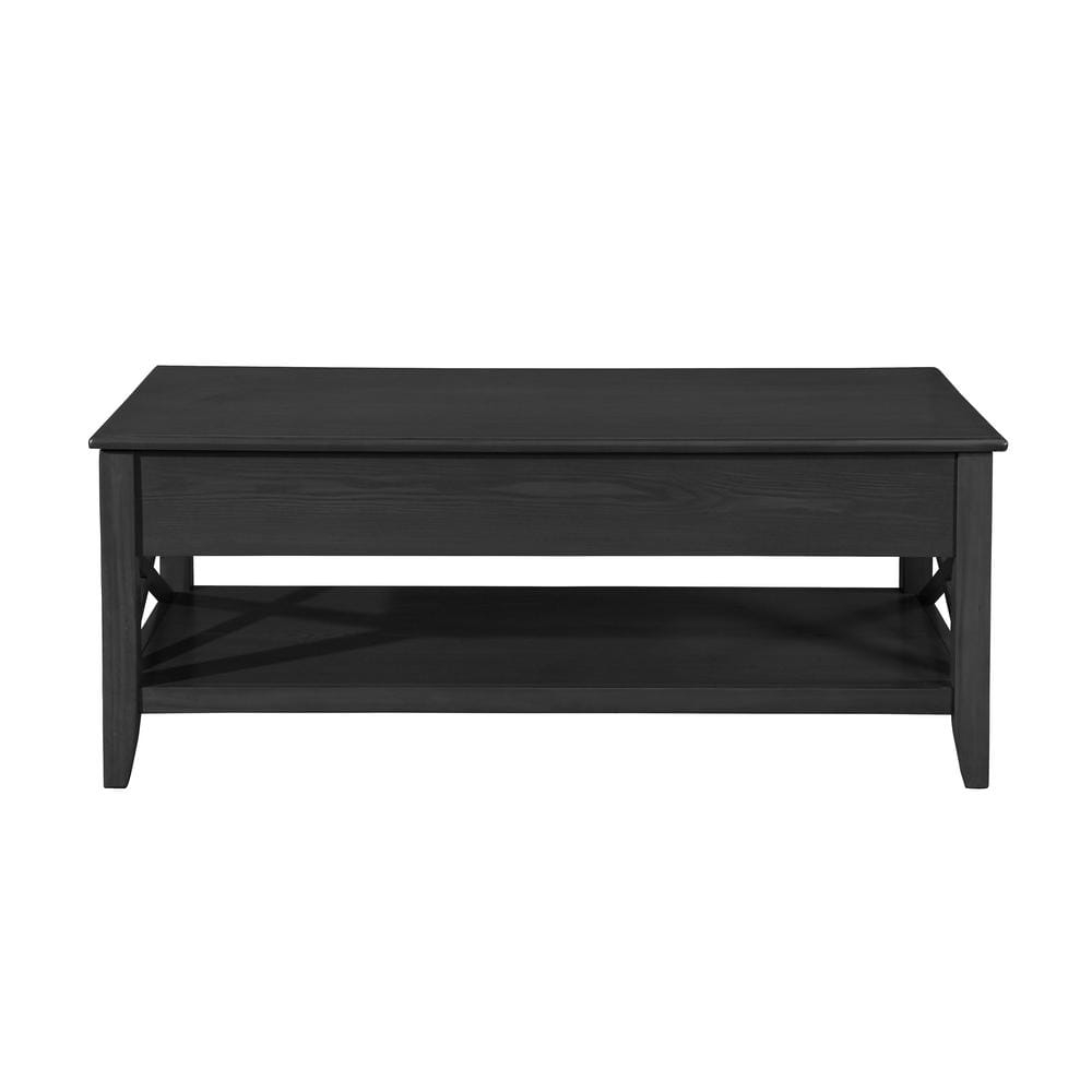 Noble House Moses Farmhouse Faux Wood Lift Top Coffee Table, Black