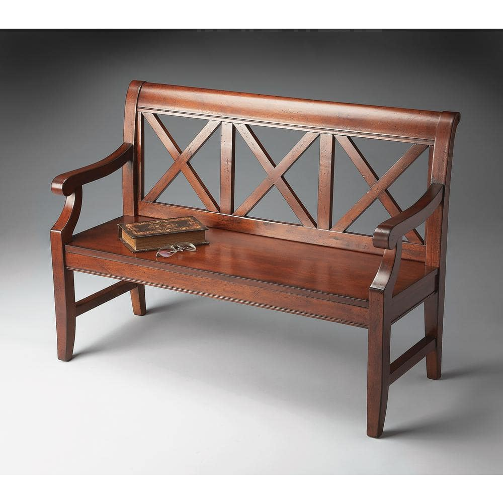 Gerrit Plantation Cherry Transitional Wood Bench