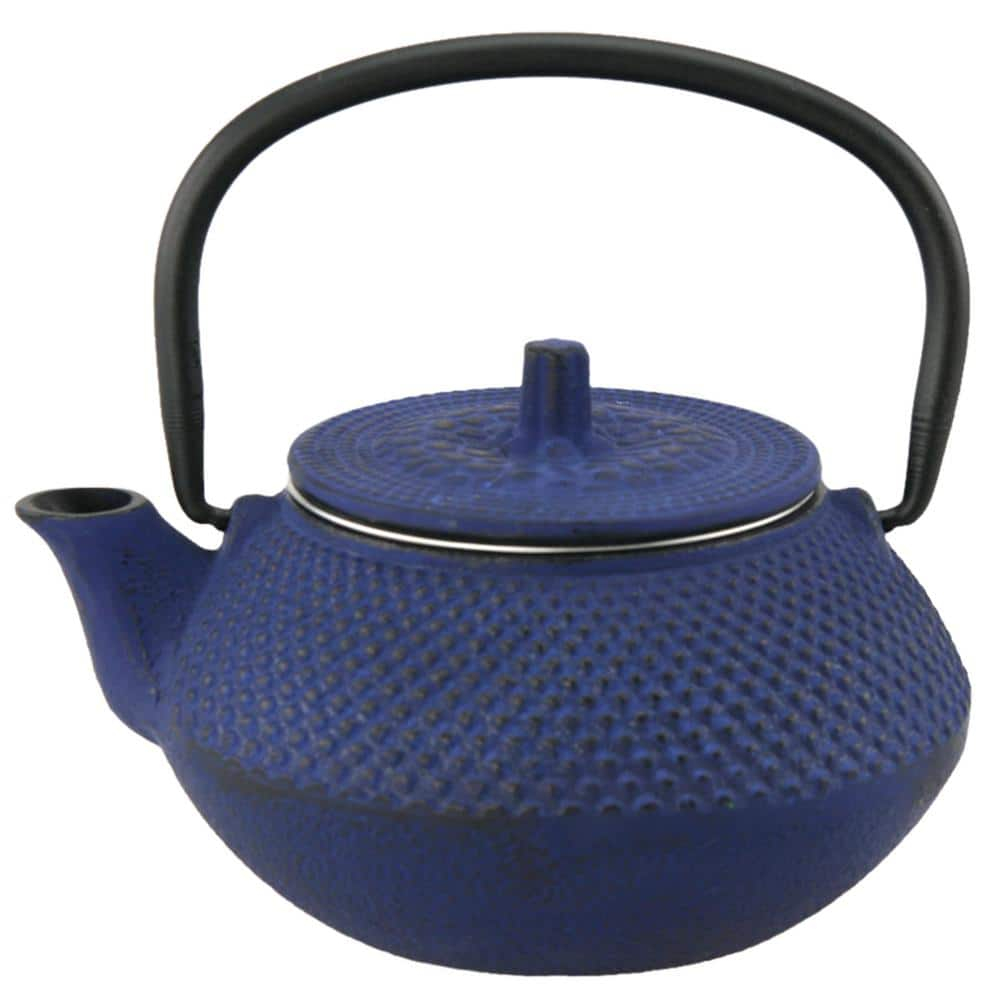 Creative Home Kyusu 10 Oz Blue Cast Iron Teapot with Removable Infuser