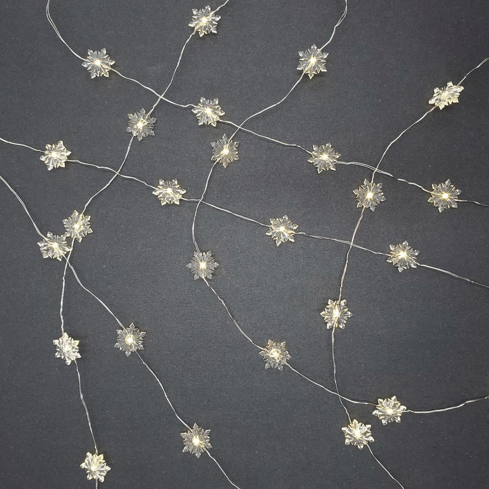 LumaBase Battery Operated LED Fairy String Lights with Snowflakes