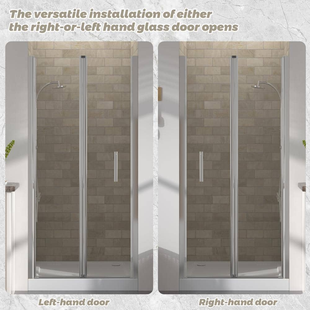 72 in. Chrome Semi-Frameless Bifold Shower Door with Tempered Glass