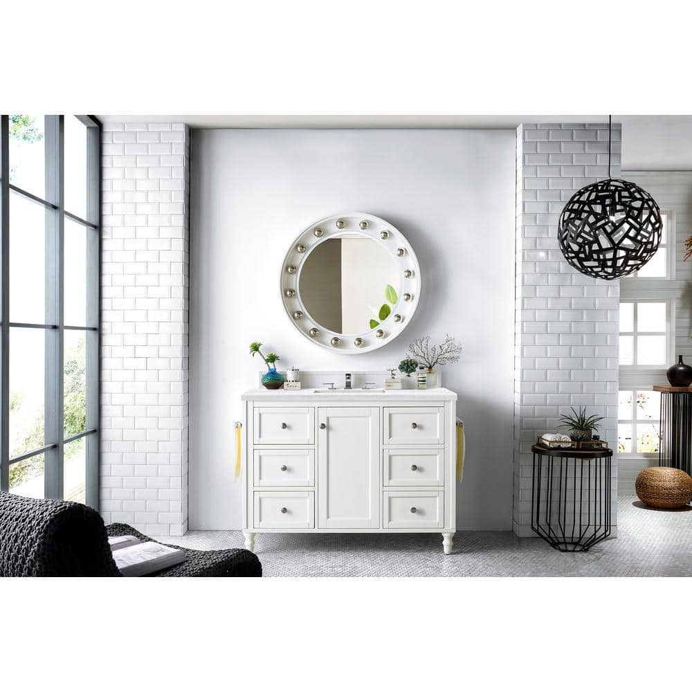 Bright White 48" Solid Wood Freestanding Vanity with Porcelain Sink