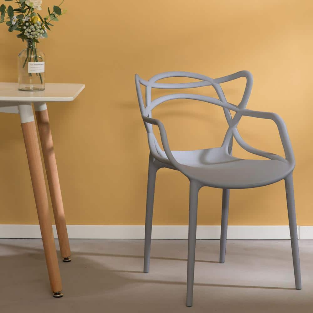 Gray High Back Plastic Molded Arm Chair