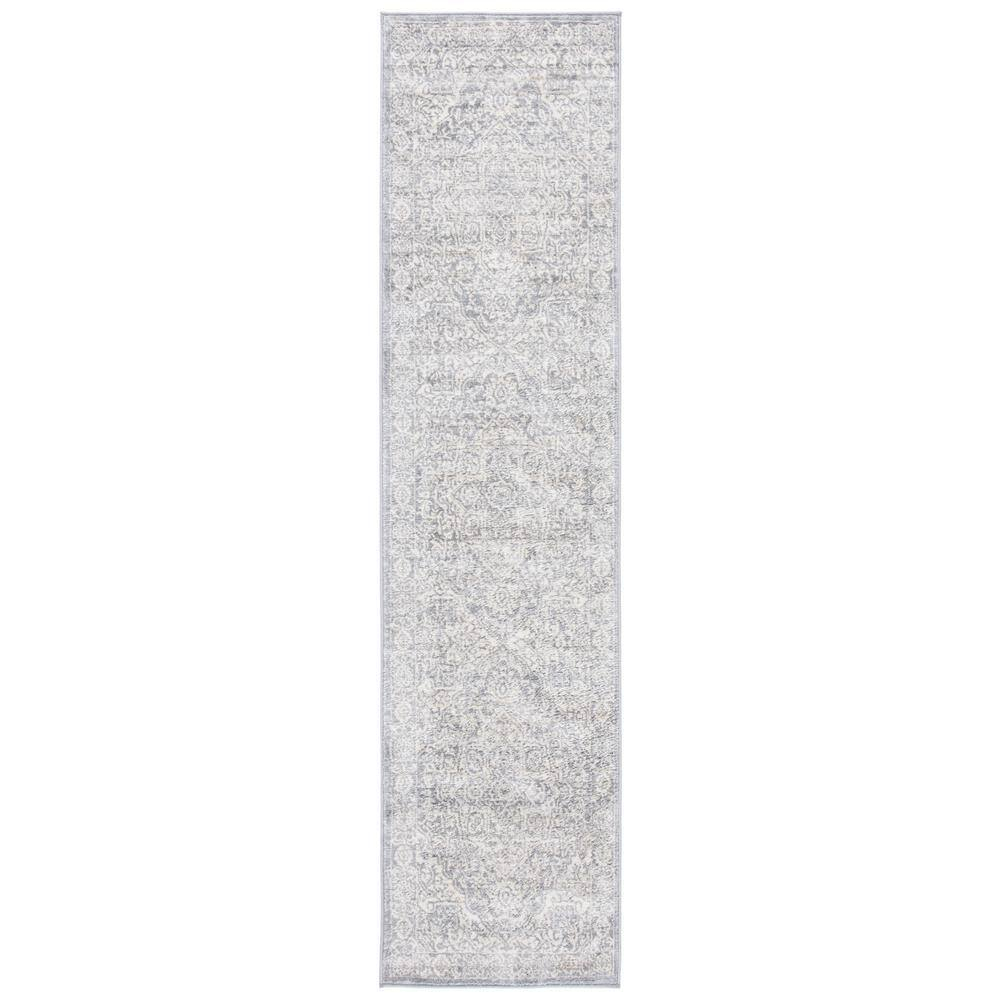 SAFAVIEH Brentwood Adams Oriental Runner Rug, Light Grey/Ivory, 2' x 8'