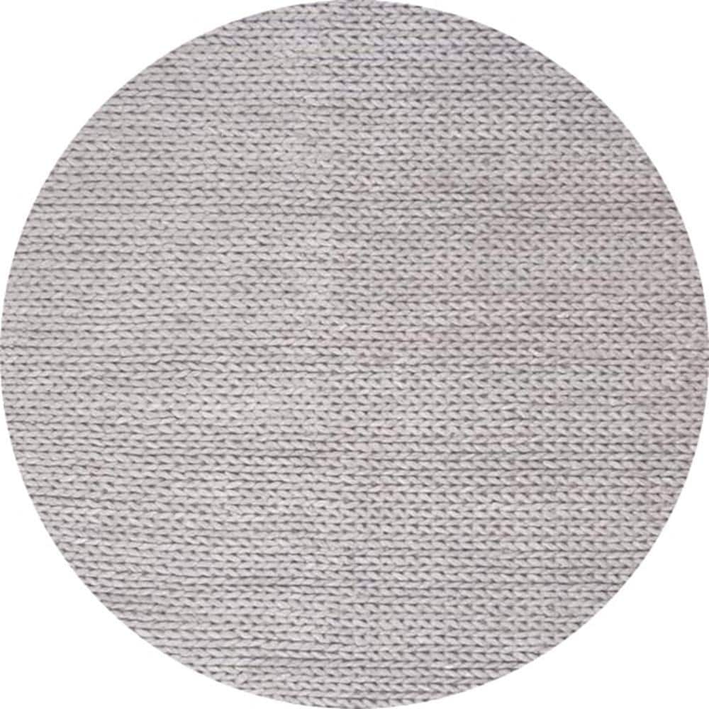 Light Grey Round Braided Wool Handmade Area Rug
