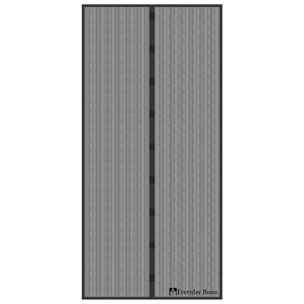 Everyday Home Magnetic Mesh Screen Door Curtains with Automatic Close, 38 x 80 in., Black