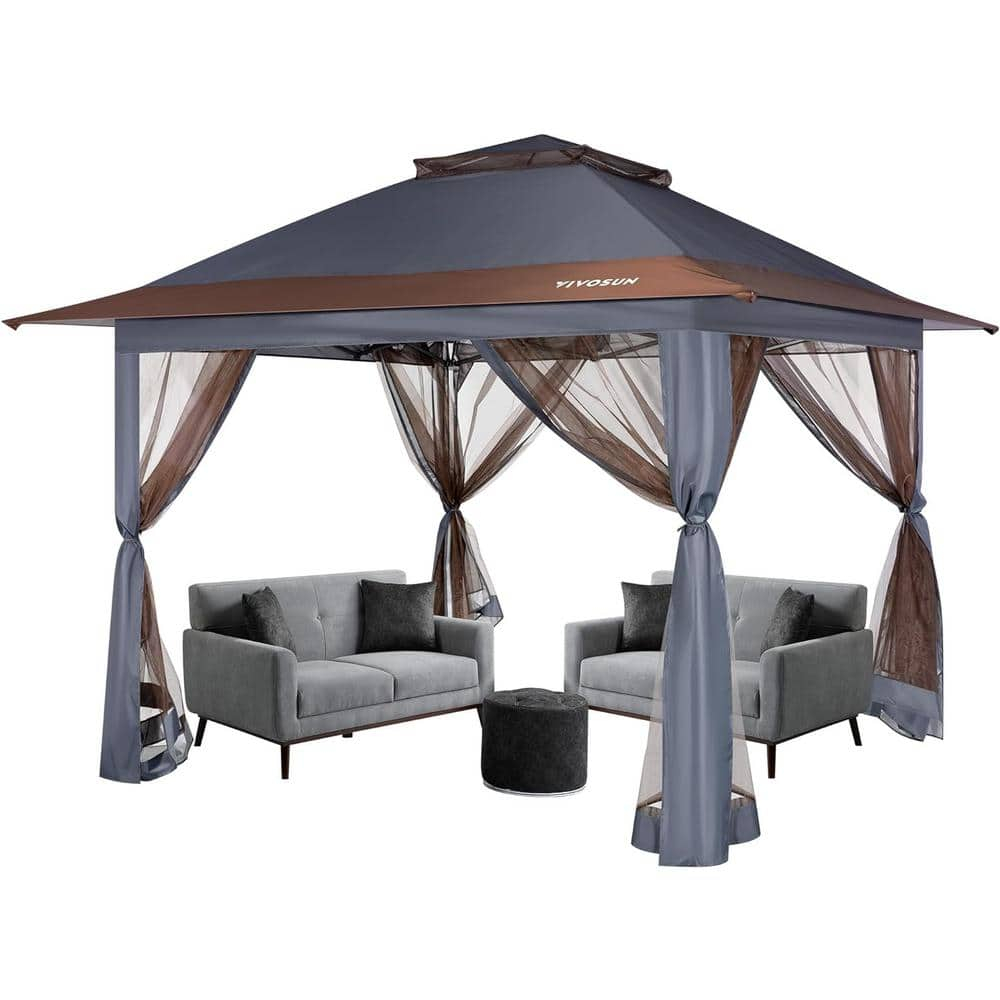 13 ft. x 13 ft. Pop Up Canopy Tent with Mosquito Netting, Center Lock, Storage Bag