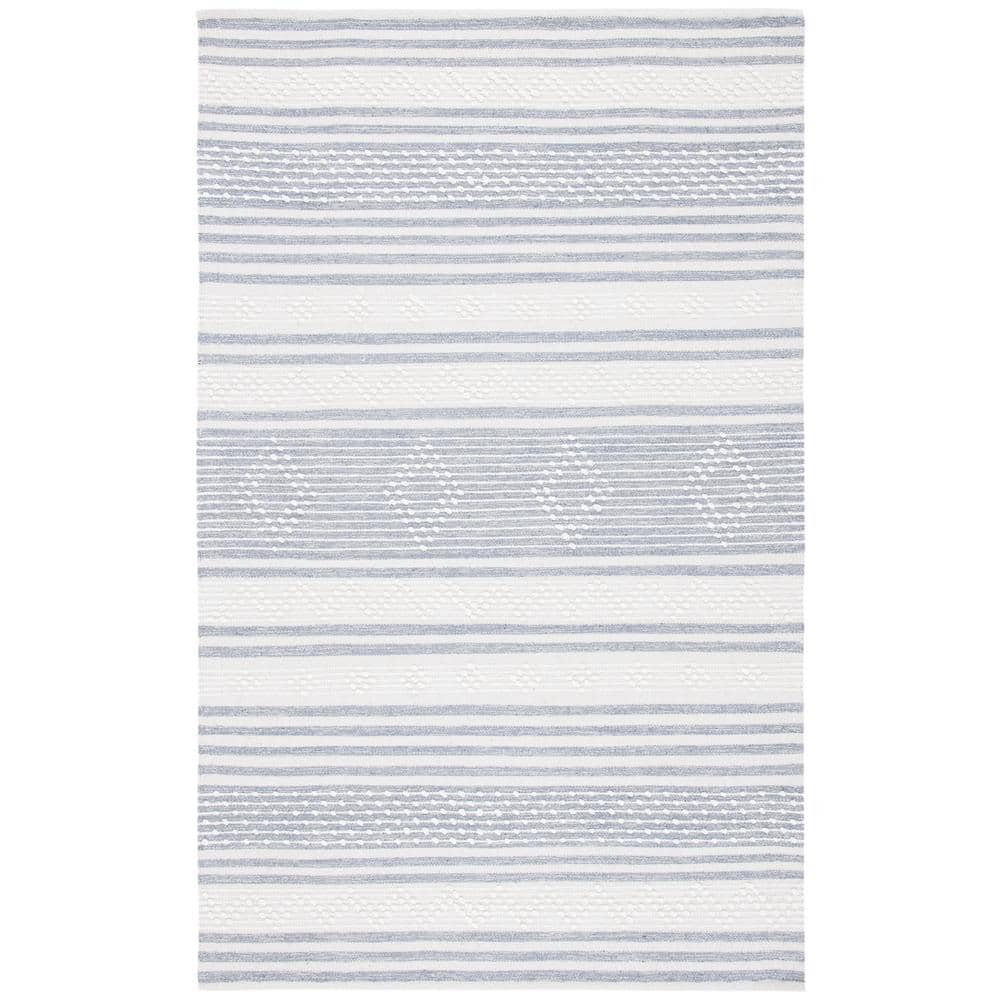 SAFAVIEH Striped Kilim Fergal Striped Area Rug, Silver/Ivory, 9' x 12'