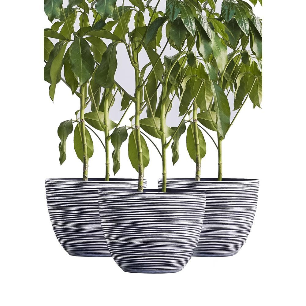 Xbrand Modern Nested Round Textured Pot Planter, Set of 3, 12 Inch Tall, White