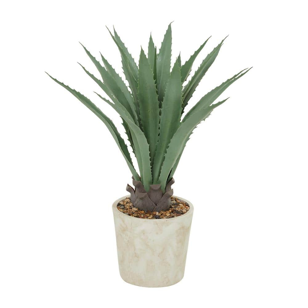 DecMode 31" Artificial Agave Plant in Realistic Leaves and Beige Ceramic Pot