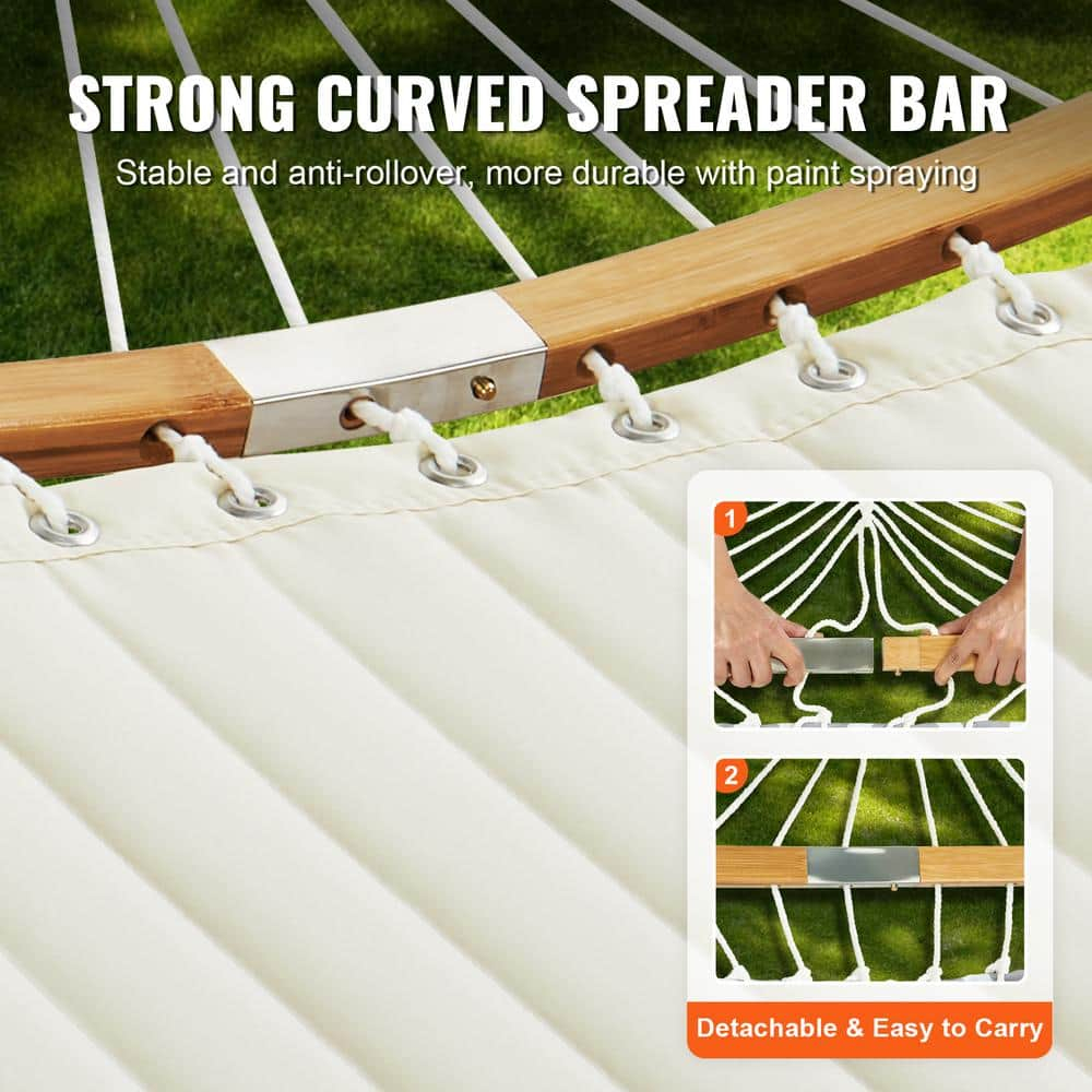 2-Person Hammock with Stand Double Hammock with Curved Spreader Bar Pillow Carrying Bag Outdoor 480 lbs. Capacity
