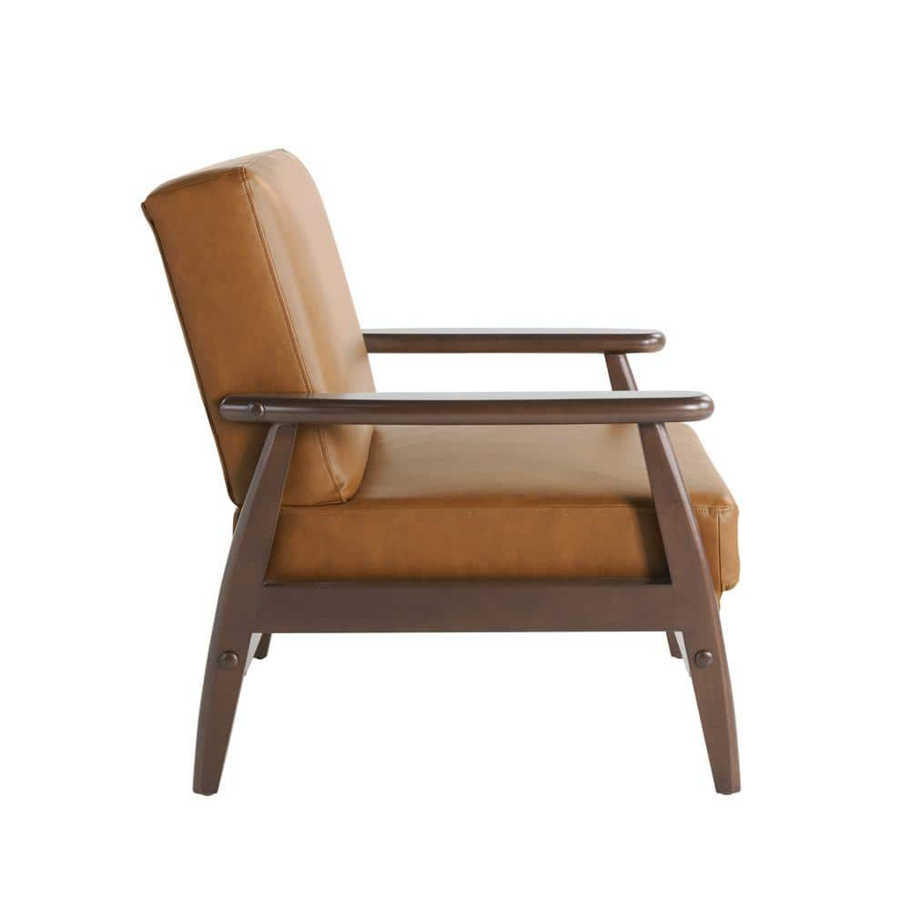 Studio Living Aberdeen Farmhouse Accent Chair, Carmel Vegan Leather