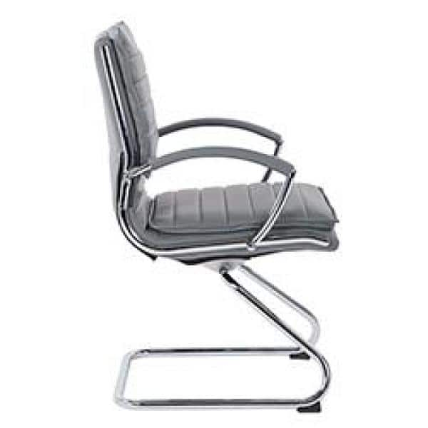 Office Star Guest Faux Leather Chair in Charcoal with Chrome Base
