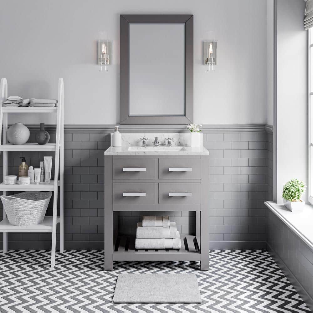 Madalyn 30" Cashmere Grey Solid Hardwood Single Sink Vanity with Marble Top