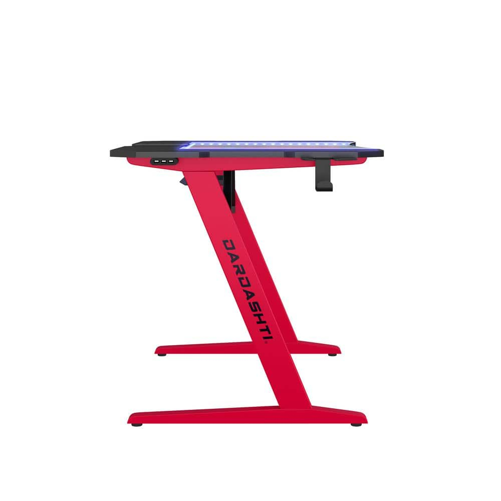 Dardashti 29.72" Gaming Desk with built in LED Lights in Ruby Red