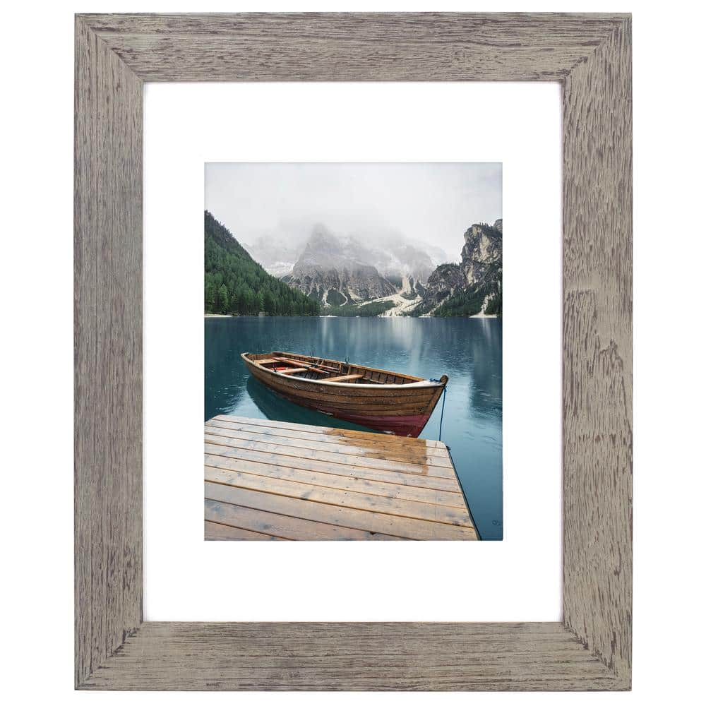 Malden International Designs Manhattan Distressed Mat Picture Frame, 8x10/11x14, Gray
