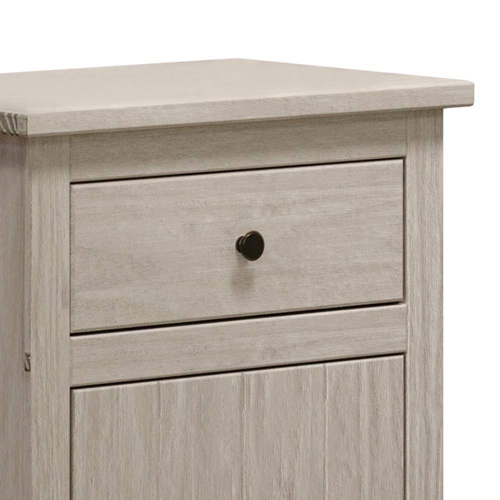 Stav White Solid Wood 1 Drawer Nightstand with Bronze Knobs