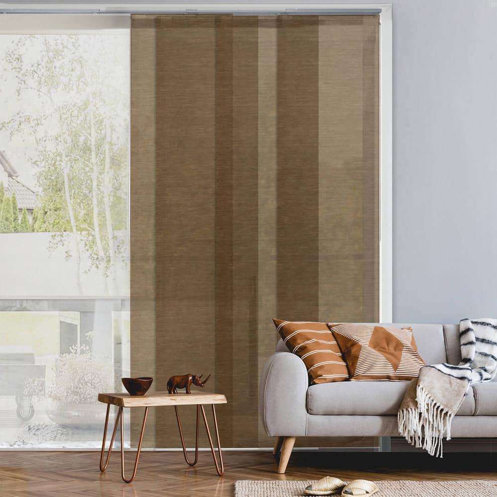 GoDear Design Adjustable Sliding Panel Track Blind 45.8"- 86" W x 96" H, Vertical Blinds, Semi-sheer, Almond