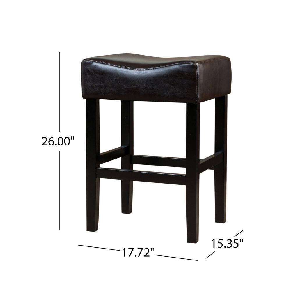 Portman 26" Brown Faux Leather Saddle Counter Stools, Set of 2