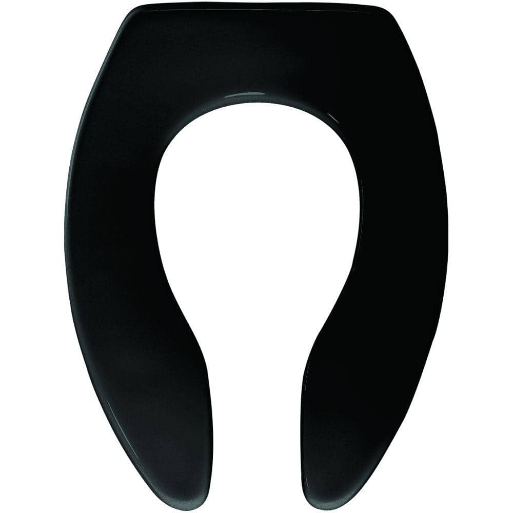 Bemis 047 1655SSCT 000 Toilet Seat Open Front Less Cover with Self Sustaining Check Hinge, Black, Elongated with Slow Close
