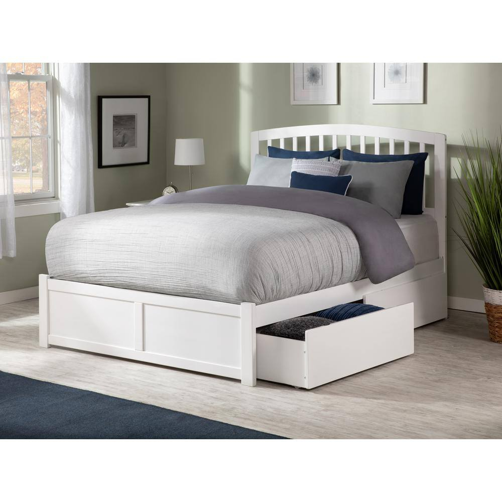 Richmond Platform Bed with Flat Panel Foot Board and 2 Urban Bed Drawers in, Multiple Colors and Sizes