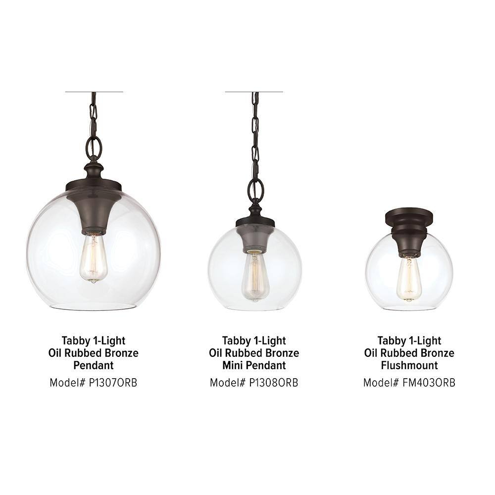 Tabby Mini Globe Pendant in Oil Rubbed Bronze with Clear Shade