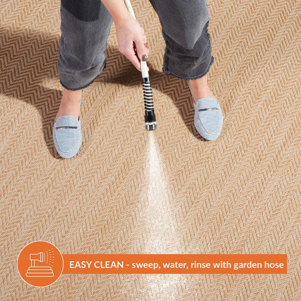 Mazie Geometric Beige 9' x 12' Easy-Care Outdoor Area Rug