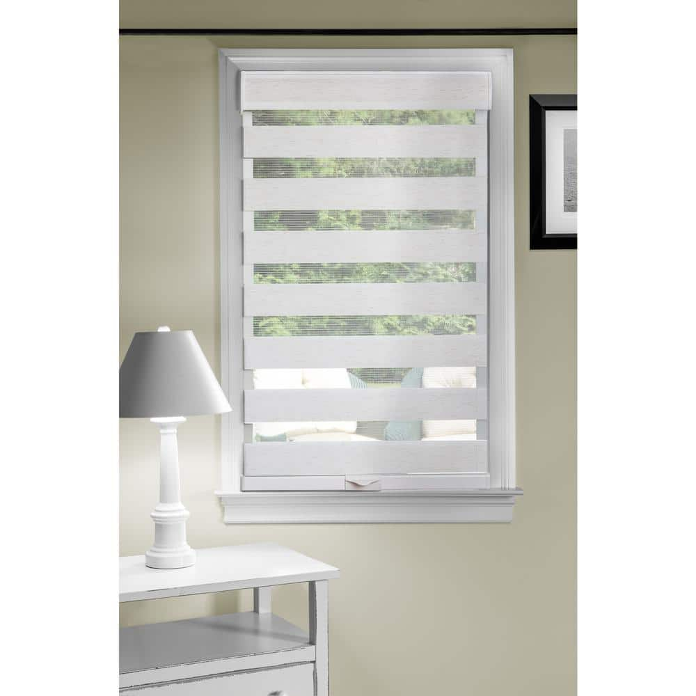 Cordless Celestial Sheer Double-Layered Window Roller Shade - 34 Inch Width x 72 Inch Length (Linen) - Light Filtering Vinyl Window Privacy Blinds for Bedroom & Dining Room by Achim Home Décor