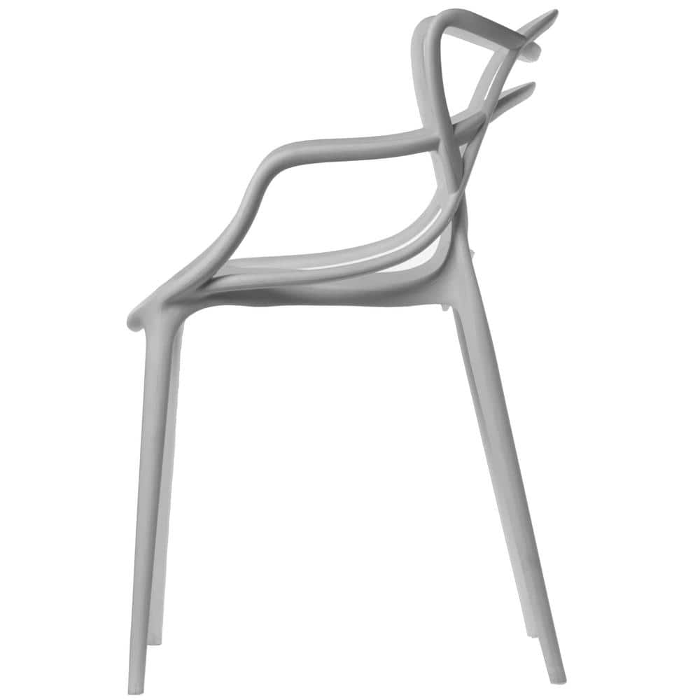 Gray High Back Plastic Molded Arm Chair