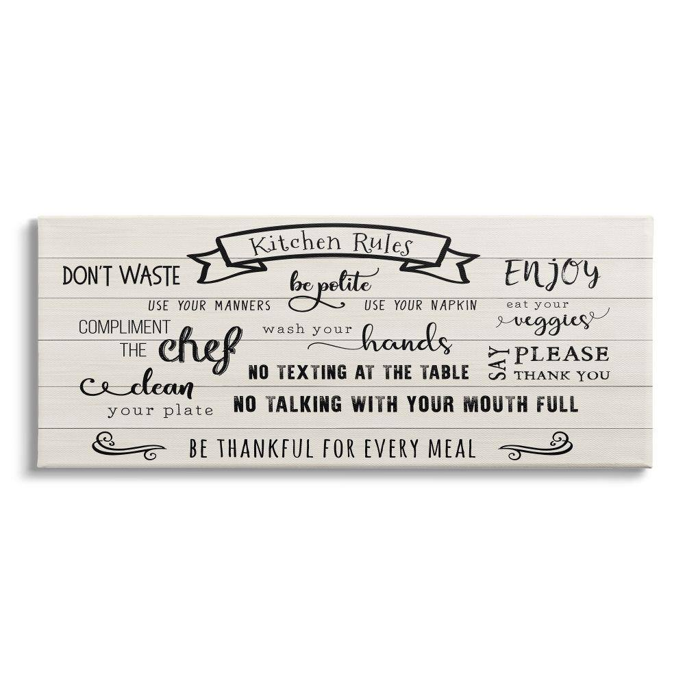 Stupell Indtries Kitchen Rules List Family Happiness Motivational Phrases,24 x 10,Design by CAD Designs