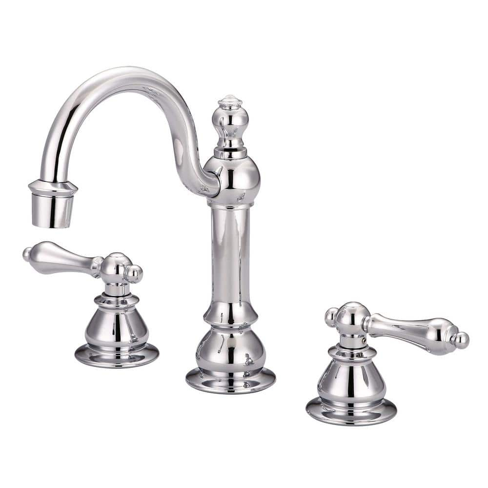Water Creation F2-0012-01-AL American 20th Century Classic Widespread Lavatory F2-0012 Faucets - Silver & Chrome