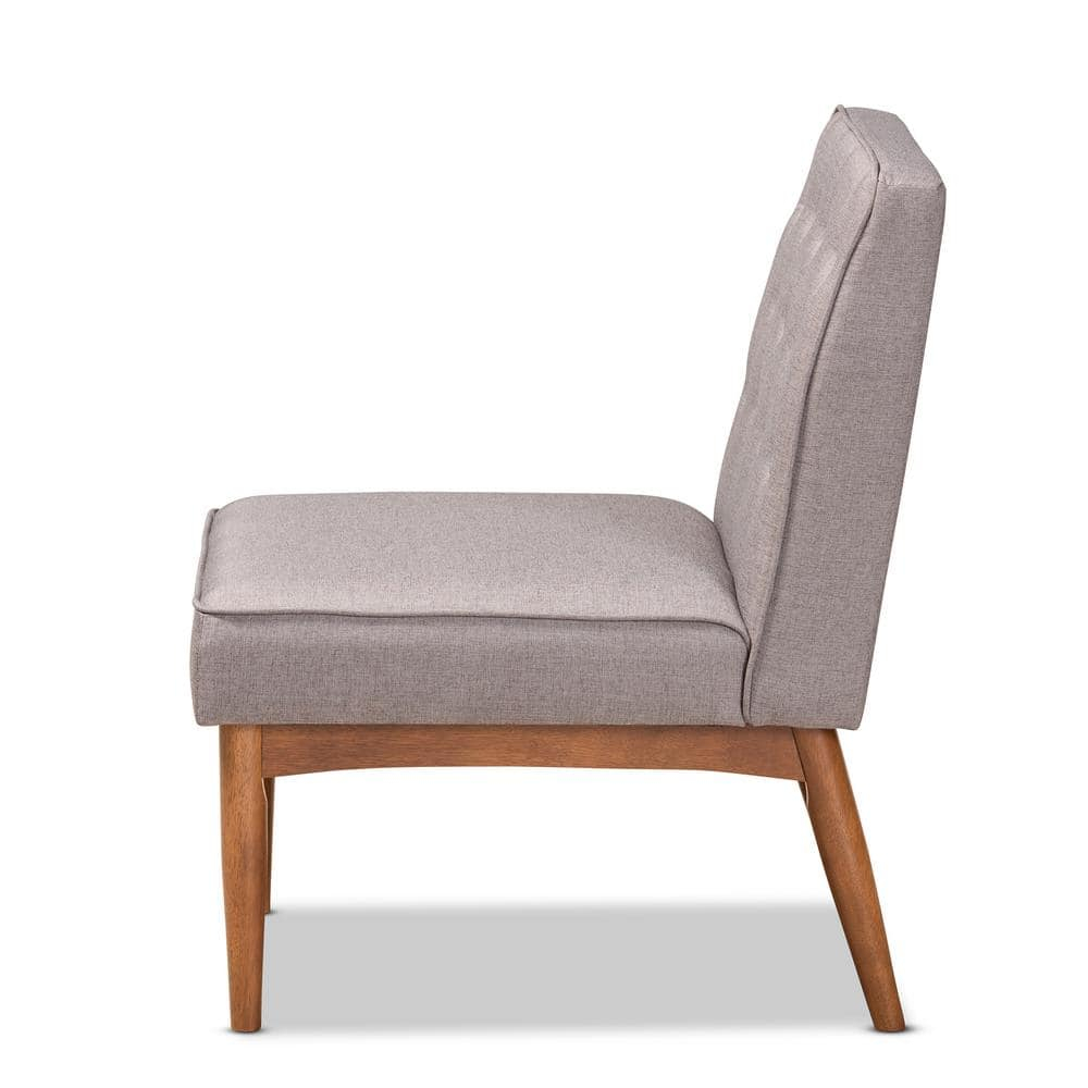 Riordan Fabric Upholstered and Wood Dining Chair Gray/Walnut Brown - Baxton Studio
