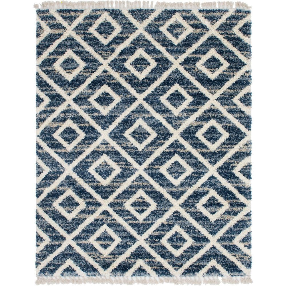 Hygge Shag Diamond Blue 8 ft. x 10 ft. Area Rug