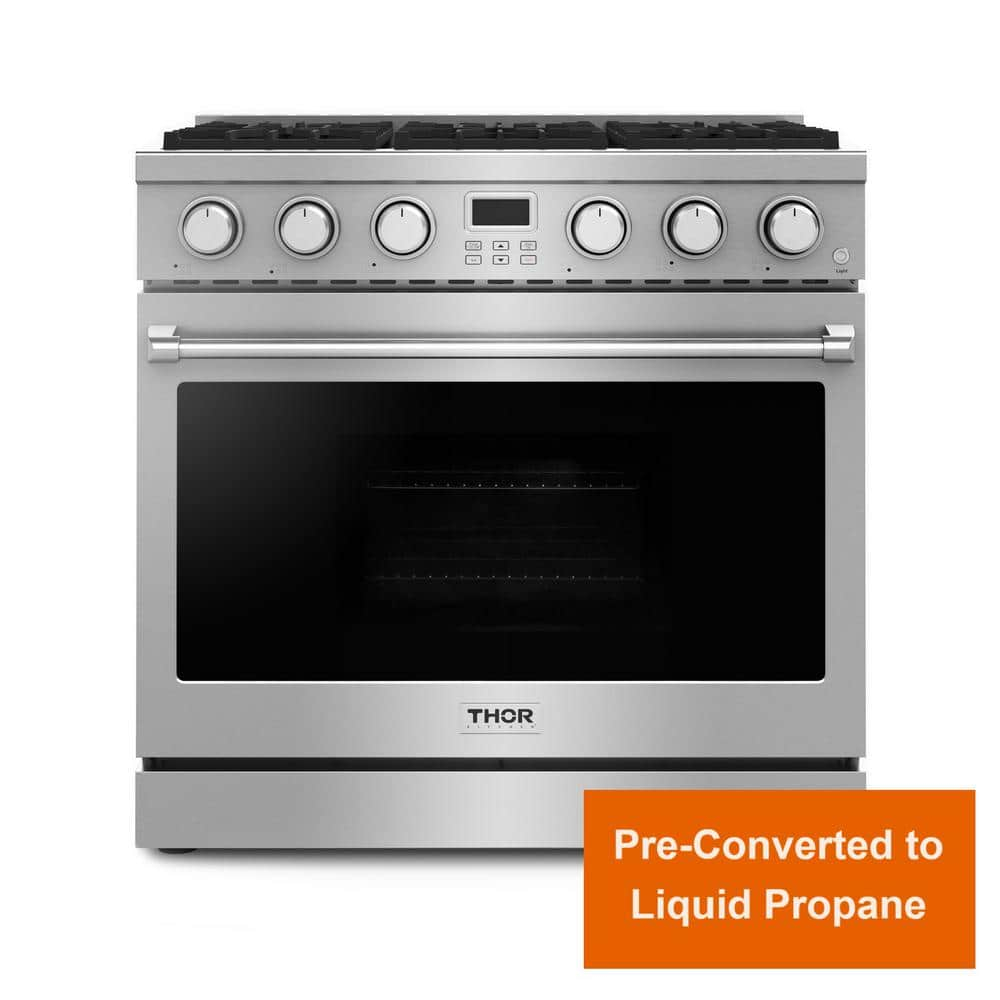 Thor Kitchen Arg36lp A Series 36" Wide 6 Cu. Ft. Free Standing Liquid Propane Range -