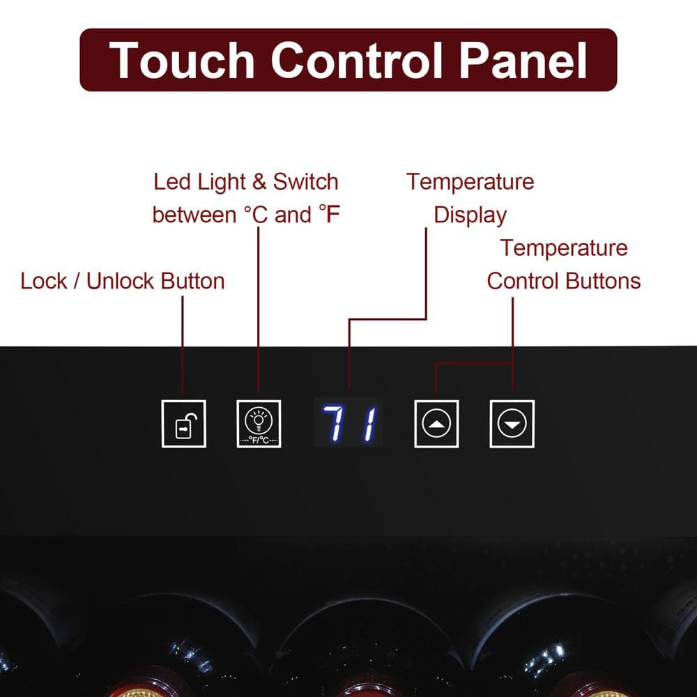SalonMore 34 Bottle Compressor ElectronicTransparent Glass Door Wine Cabinet