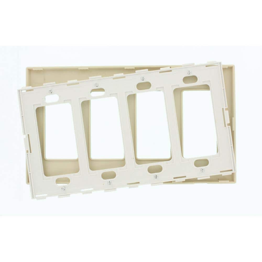 Light Almond 4-Gang Screwless Polycarbonate Wallplate