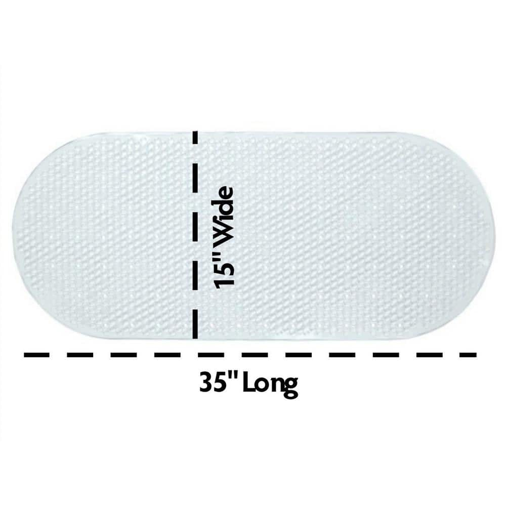 SlipX Solutions Clear Vinyl Non-Slip Bath Mats, 15" x 35"