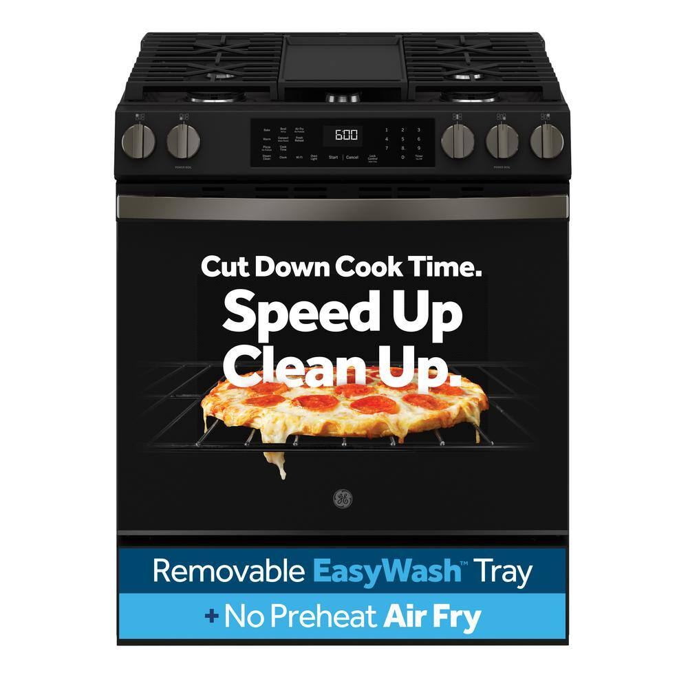 GE 30" Slide-In Front-Control Convection Gas Range with No Preheat Air Fry GGS600AVDS