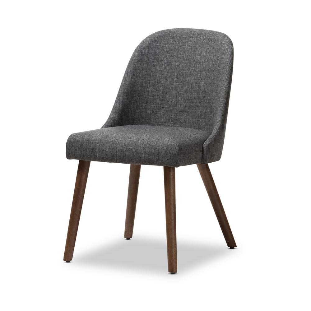 Baxton Studio Cody Mid-Century Modern Fabric Upholstered Walnut Finished Wood 5-Piece Dining Set, Multiple Colors