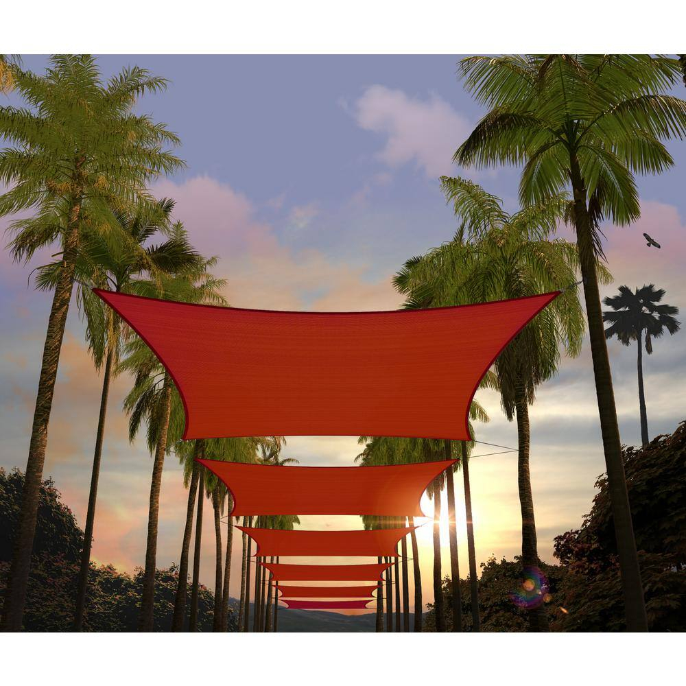 Amgo 12' x 12' Red Rectangle Sun Shade Sail Canopy Awning UPF50+ AGTAPR0810, 95% UV Blockage, Water & Air Permeable, Commercial and Residential, 3 Years Warranty (We Make Custom Size)