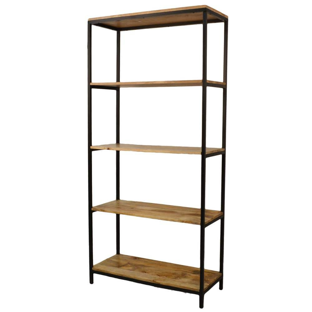 Carolina Classics Isaac Tall Bookcase in Natural Mango and Black