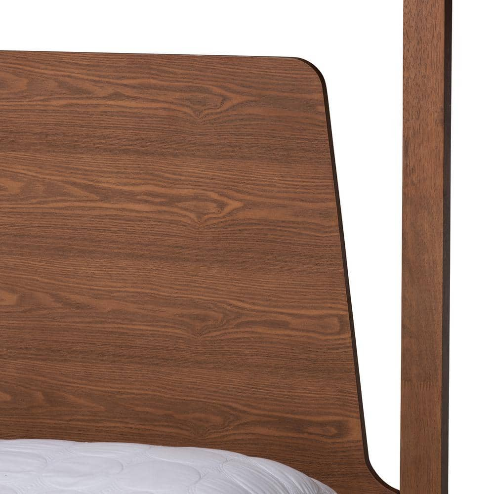 Baxton Studio Roman Ash Walnut Finished Wood Queen Size Canopy Bed