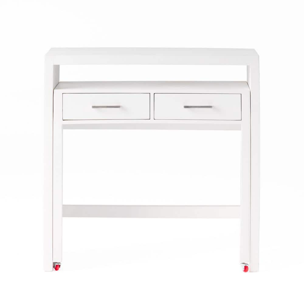 Noble House Elina Mango Wood Secretary Desk with Storage, White