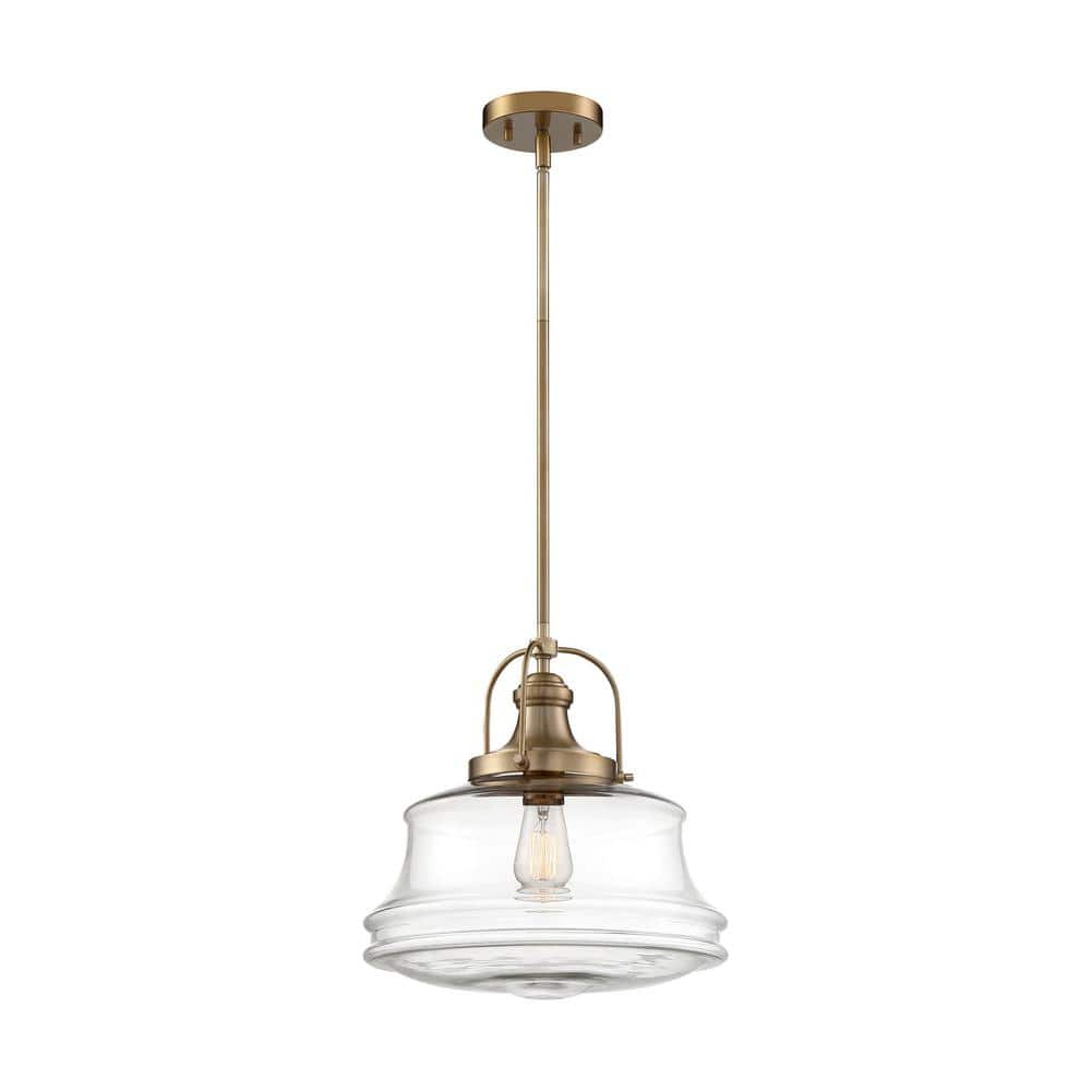 Nuvo 60/6757 Basel 1 Light Pendant Fixture, Burnished Brass Finish