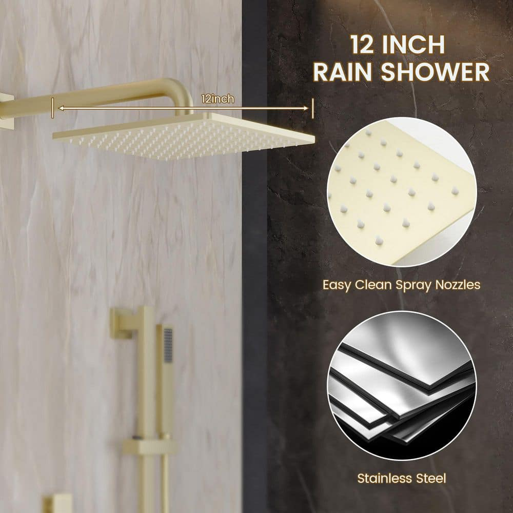 Brushed Gold Stainless Steel Multi-head Wall Mounted Shower System