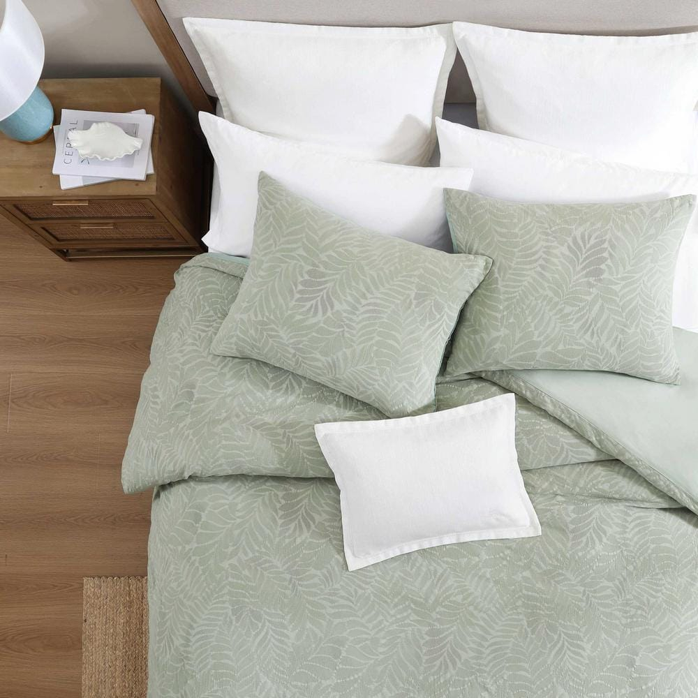 Harbor Palm 3 Piece Green 100% Cotton King Comforter Set