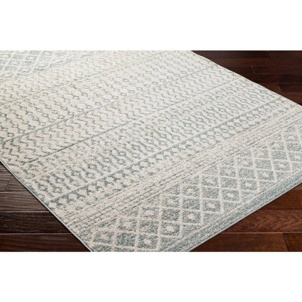 Livabliss Chester Boho Moroccan Area Rug, 2' x 2'11", Light Blue, (2' x 3')